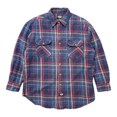 USA 古着 90S Dickies デッキーズ ヘビーフランネル チェック柄 長袖シャツ ネルシャツ ワークシャツ メンズL ヴィンテージ BG1319