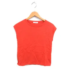 フリークスストア FREAKS STORE カットソー Tシャツ ボートネック 無地 シンプル 綿 コットン ノースリーブ F オレンジ /TT