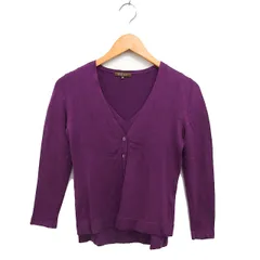 ボールジー BALLSEY トゥモローランド アンサンブルニット ツインニット カーディガン シルク混 ハイゲージ Vネック 長袖 半袖 38 紫 パープル /NT24