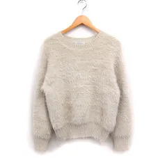 ユナイテッドアローズ A DAY IN THE LIFE UNITED ARROWS シャギー ニット セーター 長袖 丸首 無地 ライトベージュ /FT42