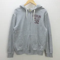 K■チャンピオン/champion 胸ロゴプリント フルジップパーカ スウェット【XL】灰色/MENS■5【中古】