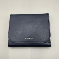 未使用級　SAZABY　サザビー　二つ折り財布　ミニウォレット　コンパクト　レザー　本革　ロゴ　紺　ネイビーのサムネイル