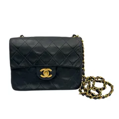 シャネル CHANEL ショルダーバッグ ココマーク ミニマトラッセ ラムスキン ブラック レディース