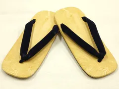 平和屋着物▼男性　和装小物　雪駄　畳表風　鼻緒:紺　牛皮底　逸品　未使用　AABF4009ay