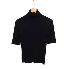 23区 オンワード樫山 リブ ニット セーター 5分袖 タートルネック 無地 ウール 38 ブラック 黒 /FT40