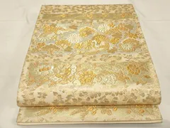 平和屋着物▼六通柄袋帯　横段花蝶鳥文　金銀糸　鈴乃屋扱い　正絹　逸品　CABC4532dy