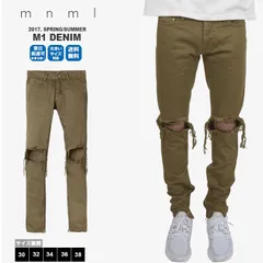mnml ミニマル デニムパンツ サイドジップ ダメージジーンズ トープ M1 DENIM [17ML-SP150PT]
