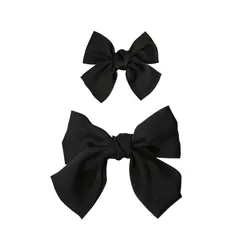 【在庫処分】蝶結びヘアークリップ ヘアピン 2個/セット 親子グループ 髪飾り バレッタ大きめ 髪留め リボン PLAYER】ヘアピン (ブラック) 【BEAUTY