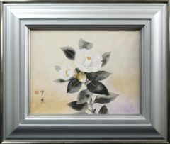 日本画　後藤順一　月光椿　絵画　花　鳥　シマエナガ 日本画 後藤順一 月光椿 絵画 花 鳥 シマエナガ - メルカリ
