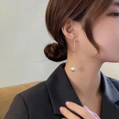 s49 上品パール×ストーン ロングピアス｜揺れる 大人可愛い フォーマル 結婚式