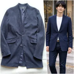 Tornado Mart　ノーカラージャケット フェイクスエード 濃紺 メンズM ボンディング ネコ目釦  トルネードマート 宵闇に溶け込む鋭利な色気