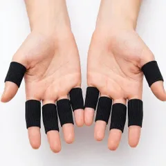 指サポーター 10個 セット フィンガーサポーター ブラック 黒 バスケット バレー ボール 指用 関節 ばね指 突き指 指保護
