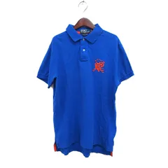 ポロ バイ ラルフローレン Polo by Ralph Lauren 国内正規品 ポロシャツ 半袖 ロゴマーク刺繍 鹿の子 コットン 綿 L ブルー 青 /FT36