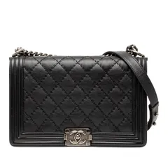 シャネル ボーイシャネル28 チェーンショルダーバッグ ブラック レザー レディース CHANEL【1-0253379】