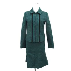 ジルスチュアート JILL STUART セットアップ セレモニースーツ ツイード レース ウール S グリーン 緑 /KT3