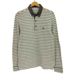 バーバリーロンドン BURBERRY LONDON ボーダー ワンポイントロゴ刺繍 鹿の子 長袖ポロシャツ メンズ import：L 