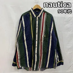 ノーティカ 90年代 ビンテージ ビッグサイズ ランダムストライプ ボタンダウン シャツ 90s VINTAGE メンズ XL ISItems【USED】【古着】【中古】50152006