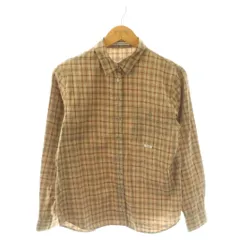 マドモアゼルノンノン mademoiselle NON NON シャツ ブラウス 長袖 チェック柄 L ベージュ ブラウン マルチカラー /CX 