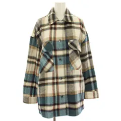 ザラ ZARA シャツジャケット 上着 長袖 チェック ビッグシルエット M ベージュ 青 ブルー 茶 ブラウン /HN