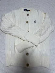 ポロラルフローレン アイボリー ケーブル編み カーディガン s