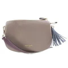 ケイトスペード KATE SPADE ショルダーバッグ レザー ロゴチャーム タッセルチャーム ワンポイント グレージュ /BB