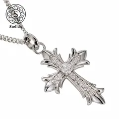 【今話題モアサナイト】パヴェクロスネックレス/十字架デザイン/シルバー925 S925刻印/18Kホワイトゴールドメッキ/ストリート×モード/ユニセックス メンズ レディース/ペアアクセ/チェーン40+5cm/GRA鑑定書付/ブリンブリン/Iced out