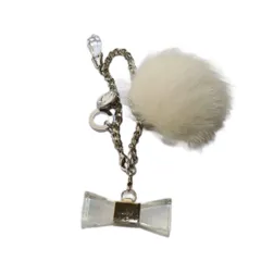 アンテプリマ ANTEPRIMA バッグチャーム 白 ホワイト ポンポン リボンモチーフ /AQ ■OS