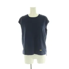 ブルーレーベルクレストブリッジ BLUE LABEL CRESTBRIDGE スリーブレスハイゲージ カットソー 38 紺 ネイビー 無地 ラウンドネック フレンチスリーブ /AG ■OS