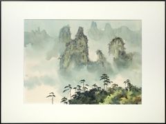 清水規、【妙義】、希少な額装用画集より、新品額装付、状態良好