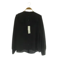 ナチュラルビューティーベーシック NATURAL BEAUTY BASIC ラッフルカラーブラウス 長袖 バンドカラー M ブラック /MY ■OS