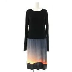 アニエスベー agnes b. レーヨン転写プリントワンピース 2 ブラック マルチカラー /ES ■OS