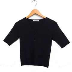 B&Y ユナイテッドアローズ BEAUTY&YOUTH ビューティー&ユース リブ ニット カーディガン 半袖 Vネック 無地 コットン 綿 ブラック 黒 /FT36