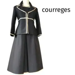 未使用に近い 高級クレージュ 美ライン 素敵なワンピーススーツ 黒 9号