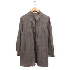 エムケー ミッシェルクラン MK MICHEL KLEIN グレンチェック シャツ チュニック 長袖 ウール混 コットン 綿 42 ブラウン 茶 /FT15