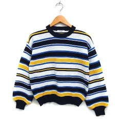 フリークスストア FREAKS STORE 配色 ボーダー ニット セーター 長袖 丸首 F ネイビー 紺 /FT37