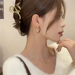 s52 レッド×ゴールド フープピアス｜キュービックジルコニア 大人可愛い 上品アクセサリー