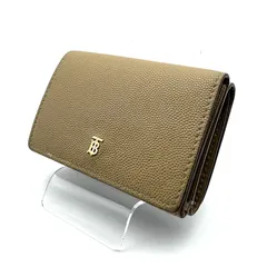 【 美品 】BURBERRY バーバリー TBロゴ　三つ折り財布　トリフォールド　コンパクトウォレット　レザー　ベージュ