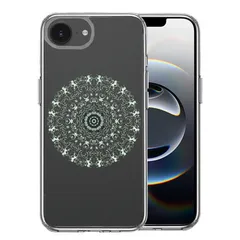 iPhone16e ケース クリア 曼荼羅 模様 スマホケース 側面ソフト 背面ハード ハイブリッド 