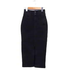 アズールバイマウジー AZUL by moussy デニム ナロー スカート ロング スリット ストレッチ コットン 綿 ジップフライ S 黒 ブラック /NT8