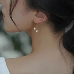 s54 揺れるパールロングピアス｜華奢 ゴールド 上品 シンプル 大人可愛い