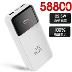 3台同時充電 大容量　モバイルバッテリー　急速充電　58800mAh PSE認証済　電熱ベストに対応　地震/災害　カラー：ホワイト