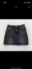 ダメージ ブラックデニムスカート