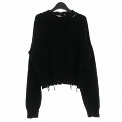 マルニ MARNI 23SS ダメージ加工 クロップドセーター ニット 長袖 50 ブラック 黒 GCMG0196A1 国内正規