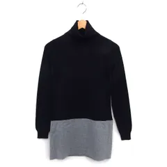 セオリー Theory チュニック タートルネック ニット ウール リブ 切替 長袖 2 黒 ブラック /NT5