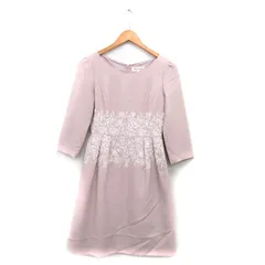 デビュー ド フィオレ Debut de Fiore ワンピース 七分袖 膝丈 レース ウール 36 ピンク /KT27