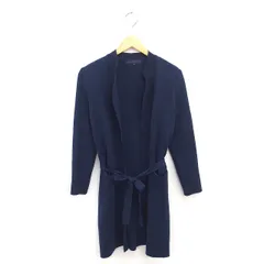 アナイ ANAYI カーディガン ニット ロング ガウン ウエストリボン シルク混 長袖 38 ネイビー 紺 /TT