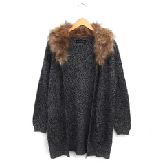 グリーンレーベルリラクシング ユナイテッドアローズ green label relaxing ロング カーディガン ニット ラクーンファー リブ メランジ ウール混 長袖 黒 ブラック /NT18