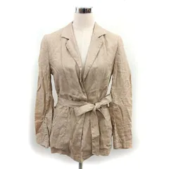 ウィムガゼット Whim Gazette リネン テーラード ジャケット アウター リボン 裏地なし スリット F ベージュ /NT29