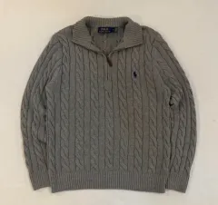ポロラルフローレン ハーフジップ ケーブル編み ニット グレー