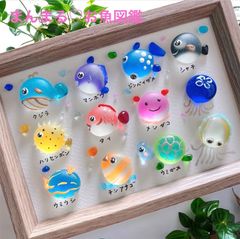 まんまる♡海の仲間達❣️ガラス シーグラスアート 海の生き物図鑑 お